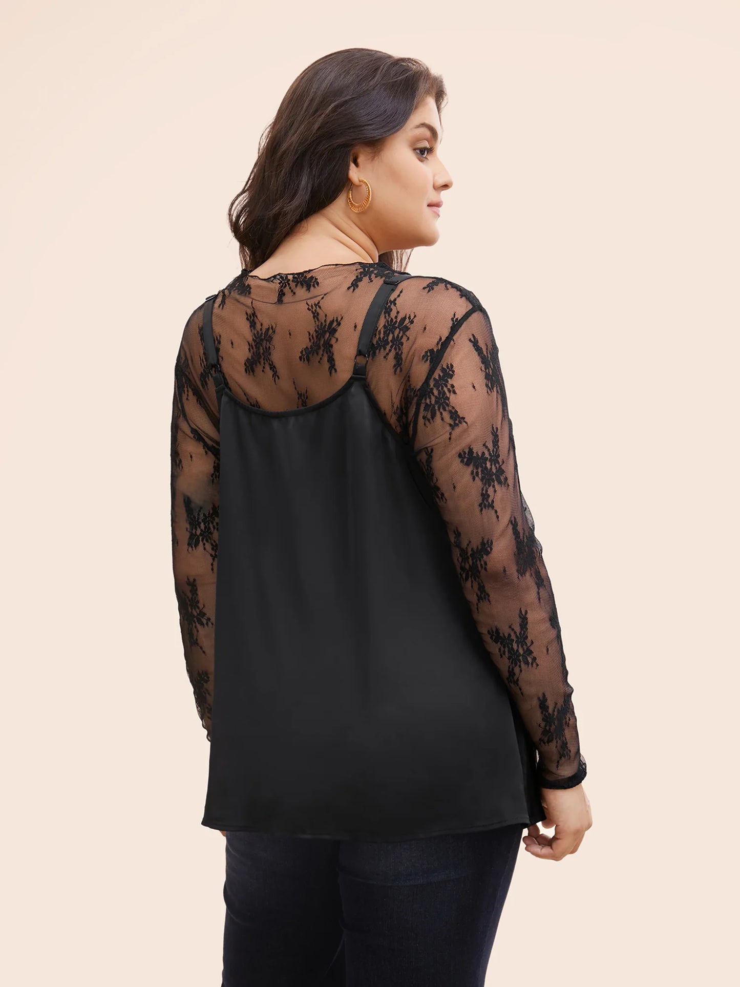 Sheer Soft Lace Slim-Fit T-shirt