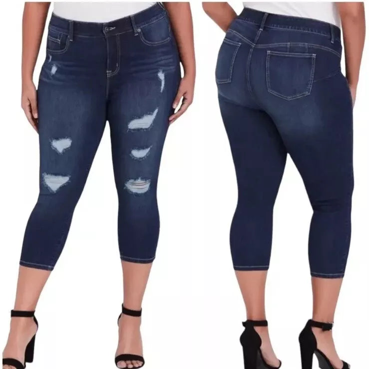Cropped Bombshell Skinny Distressed Jeans
